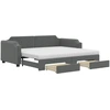 Image de vidaXL Lit de jour extensible avec tiroirs gris foncé 100x200 cm Tissu