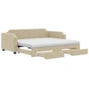 Image de vidaXL Lit de jour extensible avec tiroirs Crème 100x200 cm Tissu