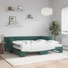 Image de vidaXL Lit de jour extensible avec matelas Vert foncé 90x200 cm Velours