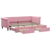 Image de vidaXL Lit de jour extensible avec tiroirs rose 80x200 cm velours