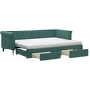 Image de vidaXL Lit de jour extensible avec tiroirs Vert foncé 80x200 cm Velours