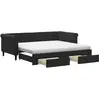 Image de vidaXL Lit de jour extensible avec tiroirs noir 90x190 cm velours
