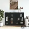 Image de vidaXL Armoires murales 2 pcs. noir bois composite