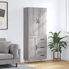 Image de vidaXL Highboard Gris Sonoma 69,5x34x180 cm Matériau dérivé du bois
