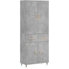 Image de vidaXL Highboard gris béton 69,5x34x180 cm Bois composite