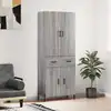 Image de vidaXL Highboard Gris Sonoma 69,5x34x180 cm Matériau dérivé du bois