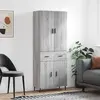 Image de vidaXL Highboard Gris Sonoma 69,5x34x180 cm Matériau dérivé du bois