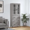 Image de vidaXL Highboard Gris Sonoma 69,5x34x180 cm Matériau dérivé du bois
