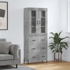 Image de vidaXL Highboard gris béton 69,5x34x180 cm Bois composite