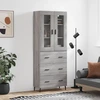 Image de vidaXL Highboard Gris Sonoma 69,5x34x180 cm Matériau dérivé du bois