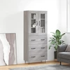 Image de vidaXL Highboard Gris Sonoma 69,5x34x180 cm Matériau dérivé du bois