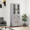Image de vidaXL Highboard Gris Sonoma 69,5x34x180 cm Matériau dérivé du bois