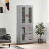 Image de vidaXL Highboard Gris Sonoma 69,5x34x180 cm Matériau dérivé du bois