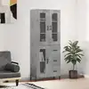 Image de vidaXL Highboard gris béton 69,5x34x180 cm Bois composite