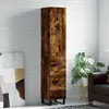 Image de vidaXL Highboard chêne fumé 34,5x34x180 cm bois composite