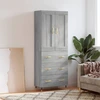 Image de vidaXL Highboard Gris Sonoma 69,5x34x180 cm Matériau dérivé du bois
