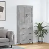 Image de vidaXL Highboard gris béton 69,5x34x180 cm Bois composite
