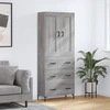 Image de vidaXL Highboard Gris Sonoma 69,5x34x180 cm Matériau dérivé du bois