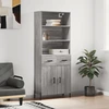 Image de vidaXL Highboard Gris Sonoma 69,5x34x180 cm Matériau dérivé du bois