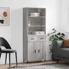 Image de vidaXL Highboard Gris Sonoma 69,5x34x180 cm Matériau dérivé du bois