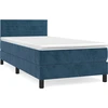 Image de vidaXL Lit boxspring avec matelas bleu foncé 90x190 cm velours