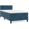 Image de vidaXL Lit boxspring avec matelas bleu foncé 100x200 cm velours