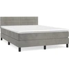 Image de vidaXL Lit boxspring avec matelas gris clair 140x200 cm velours