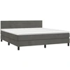 Image de vidaXL Lit boxspring avec matelas gris foncé 160x200 cm velours