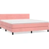 Image de vidaXL Lit boxspring avec matelas rose 160x200 cm velours