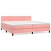 Image de vidaXL Lit boxspring avec matelas rose 200x200 cm velours