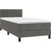 Image de vidaXL Lit boxspring avec matelas gris foncé 100x200 cm velours
