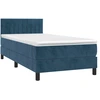Image de vidaXL Lit boxspring avec matelas bleu foncé 100x200 cm velours