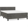 Image de vidaXL Lit boxspring avec matelas gris foncé 140x190 cm velours
