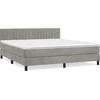 Image de vidaXL Lit boxspring avec matelas gris clair 160x200 cm velours