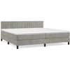 Image de vidaXL Lit boxspring avec matelas gris clair 200x200 cm velours