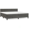 Image de vidaXL Lit boxspring avec matelas gris foncé 200x200 cm velours