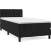 Image de vidaXL Lit boxspring avec matelas noir 90x200 cm velours