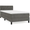 Image de vidaXL Lit boxspring avec matelas gris foncé 100x200 cm velours