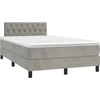 Image de vidaXL Lit boxspring avec matelas gris clair 120x200 cm velours