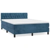 Image de vidaXL Lit boxspring avec matelas bleu foncé 140x190 cm velours