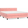 Image de vidaXL Lit boxspring avec matelas rose 160x200 cm velours