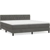 Image de vidaXL Lit boxspring avec matelas gris foncé 180x200 cm velours