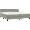 Image de vidaXL Lit boxspring avec matelas gris clair 200x200 cm velours