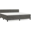 Image de vidaXL Lit boxspring avec matelas gris foncé 200x200 cm velours