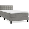 Image de vidaXL Lit boxspring avec matelas gris clair 90x190 cm velours