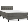 Image de vidaXL Lit boxspring avec matelas gris fonc © 120x200 cm velours