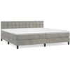 Image de vidaXL Lit boxspring avec matelas gris clair 200x200 cm velours