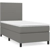 Image de vidaXL Lit boxspring avec matelas gris foncé 80x200 cm Tissu