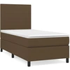 Image de vidaXL Lit boxspring avec matelas brun foncé 80x200 cm Tissu
