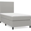 Image de vidaXL Lit boxspring avec matelas gris clair 90x190 cm Tissu
